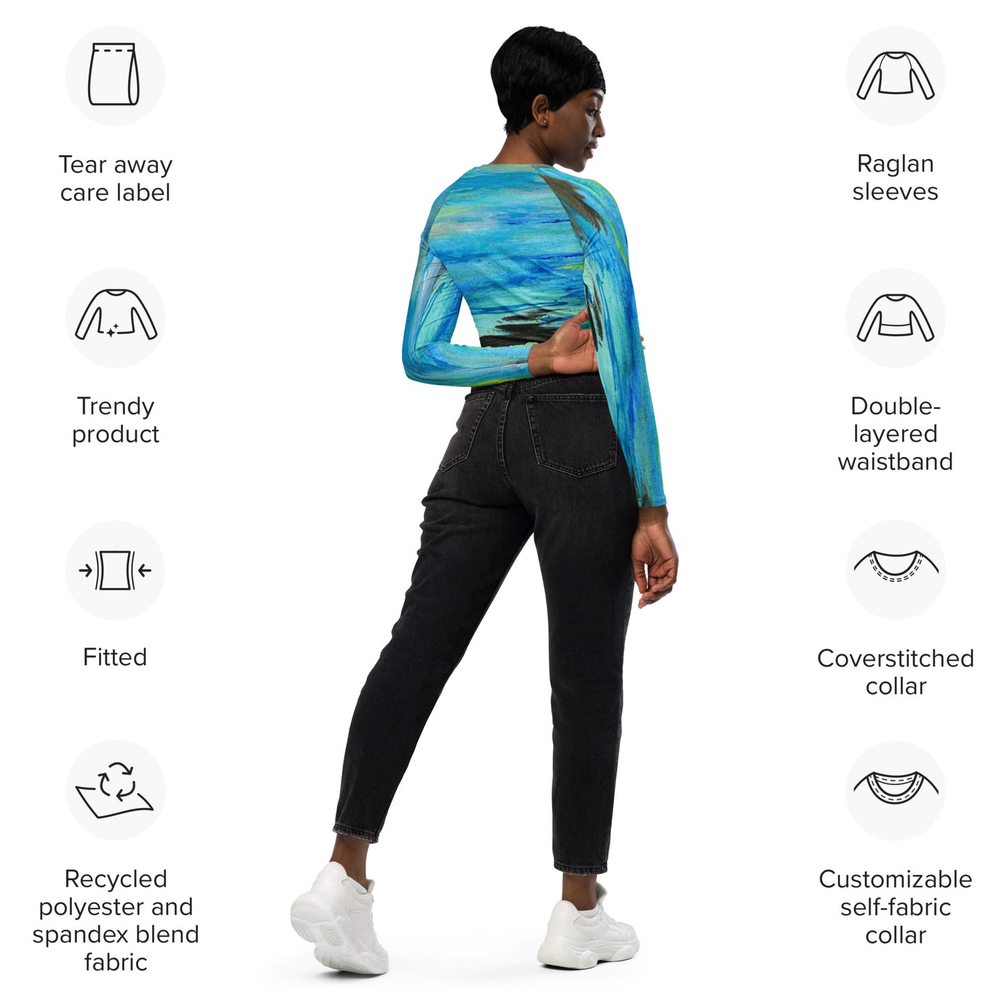 Frolicking Sealion Recycled long-sleeve Crop Top