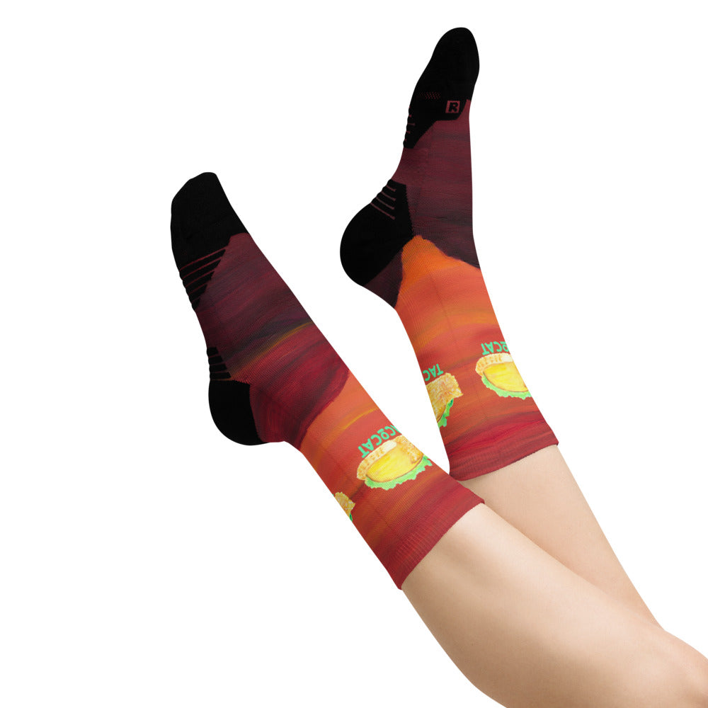 Watercolor Sunset TacoCat Socks