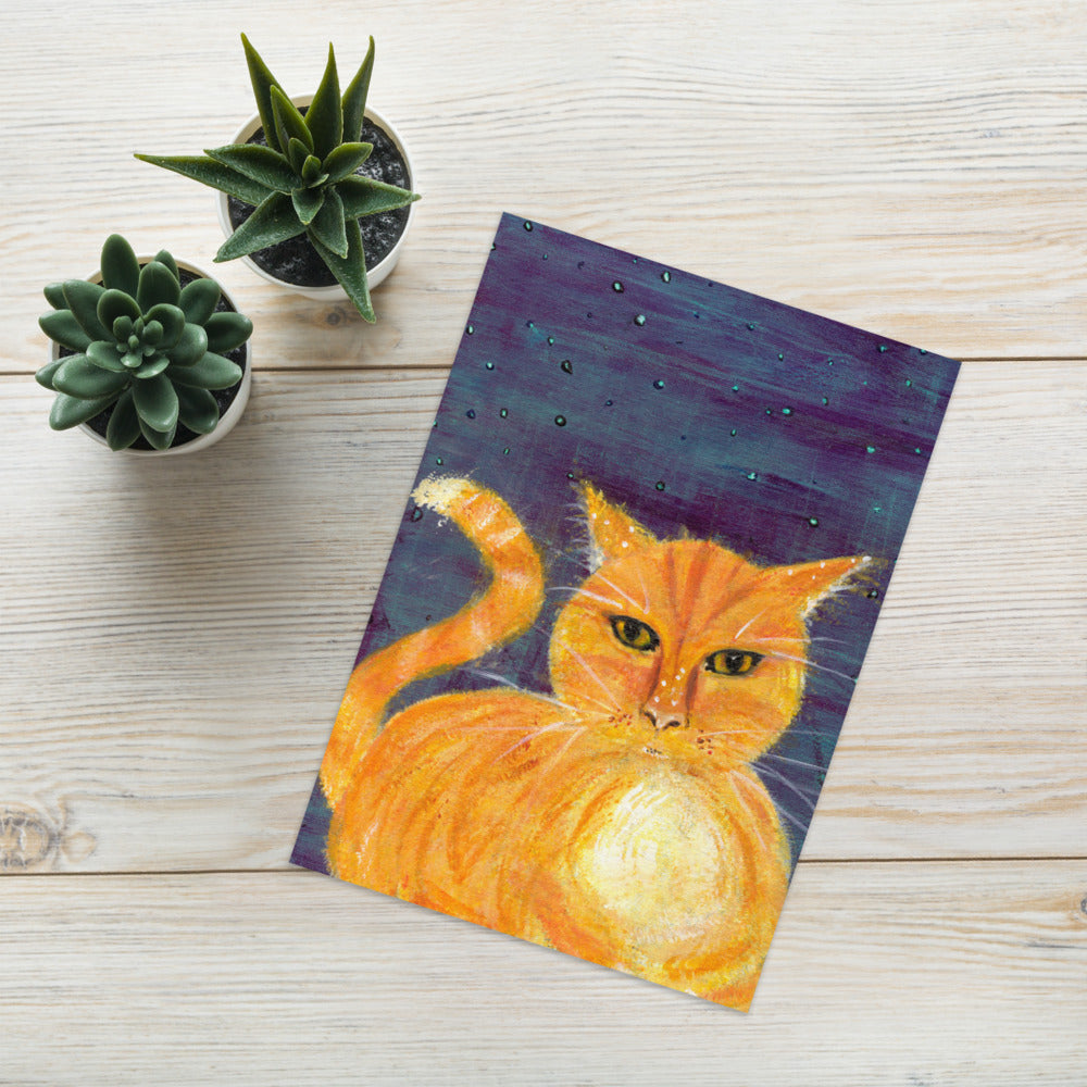 Starry Night Cat Greeting Card