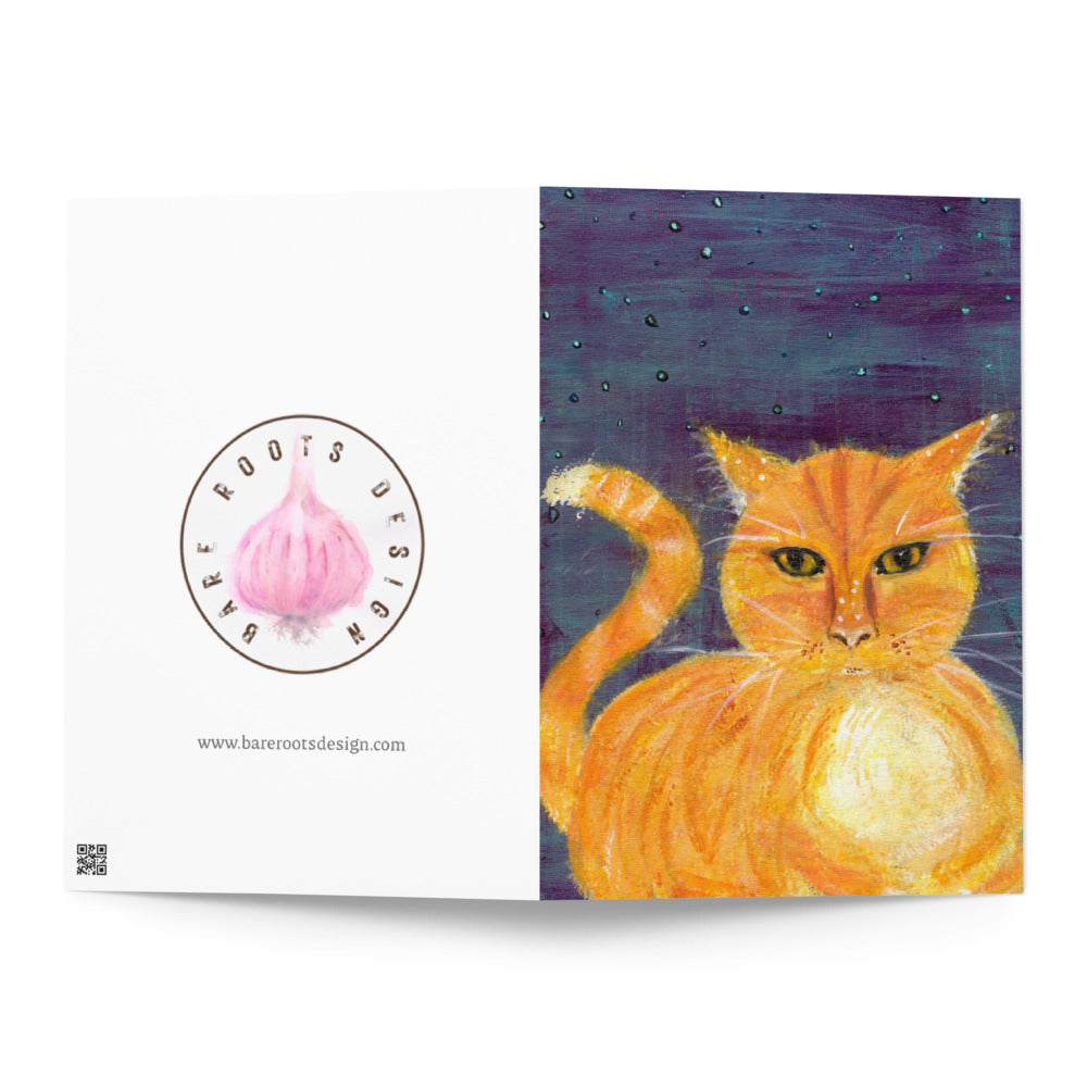 Starry Night Cat Greeting Card