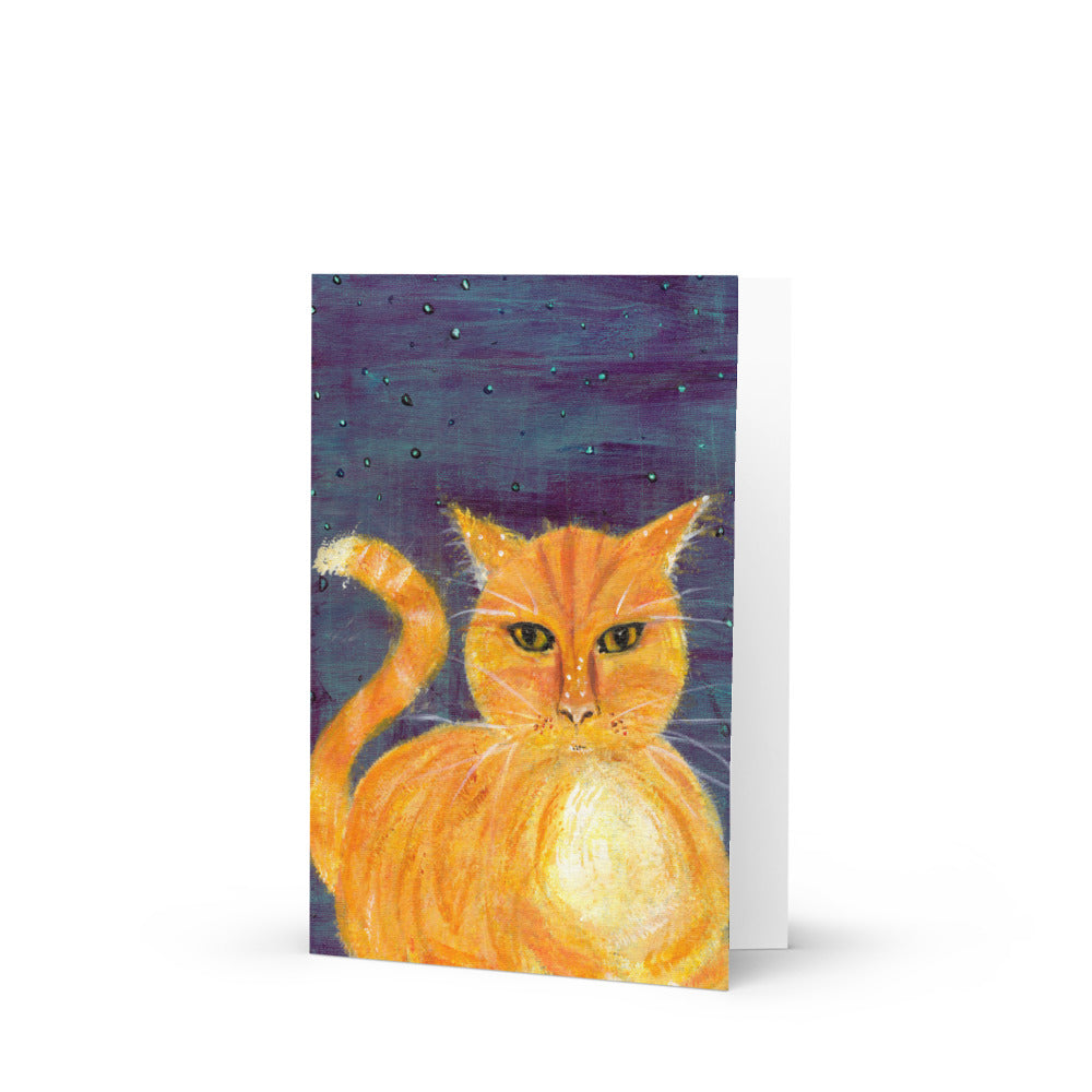 Starry Night Cat Greeting Card