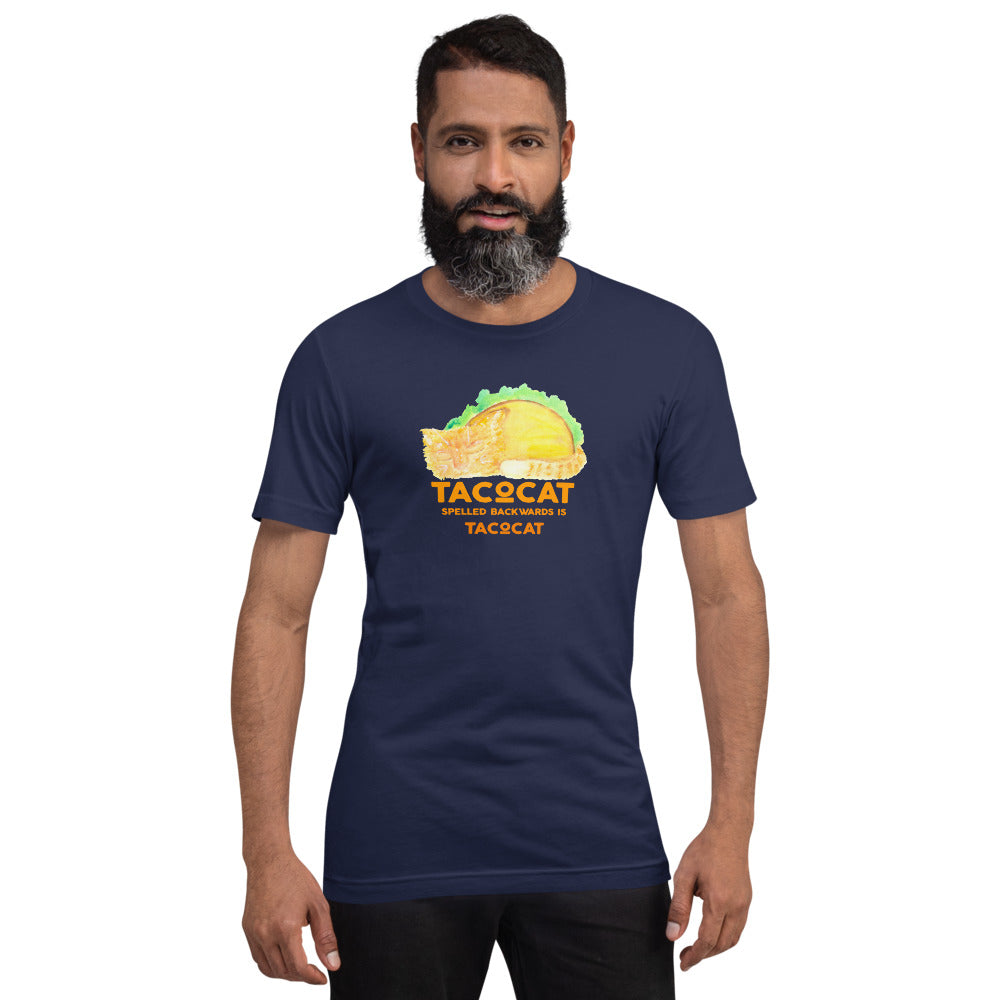 Watercolor TacoCat Palindrome Short-Sleeve T-Shirt