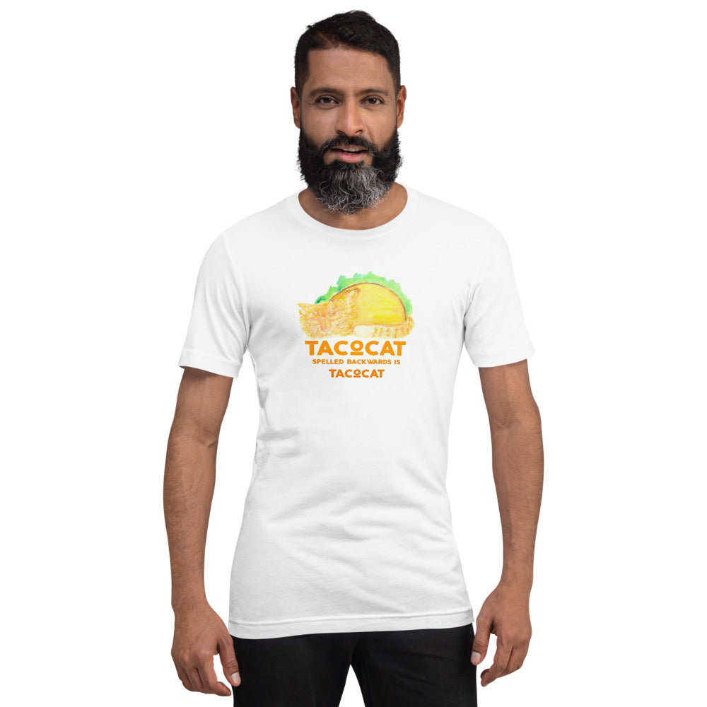 Watercolor TacoCat Palindrome Short-Sleeve T-Shirt