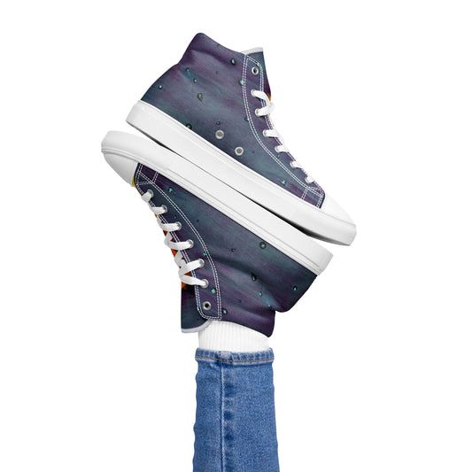 Starry Night Cat Women’s high top canvas shoes