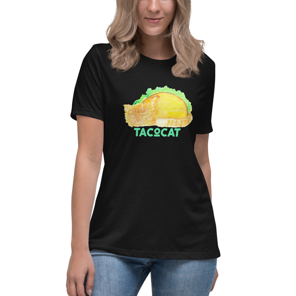 Women's Watercolor TacoCat Relaxed T-Shirt