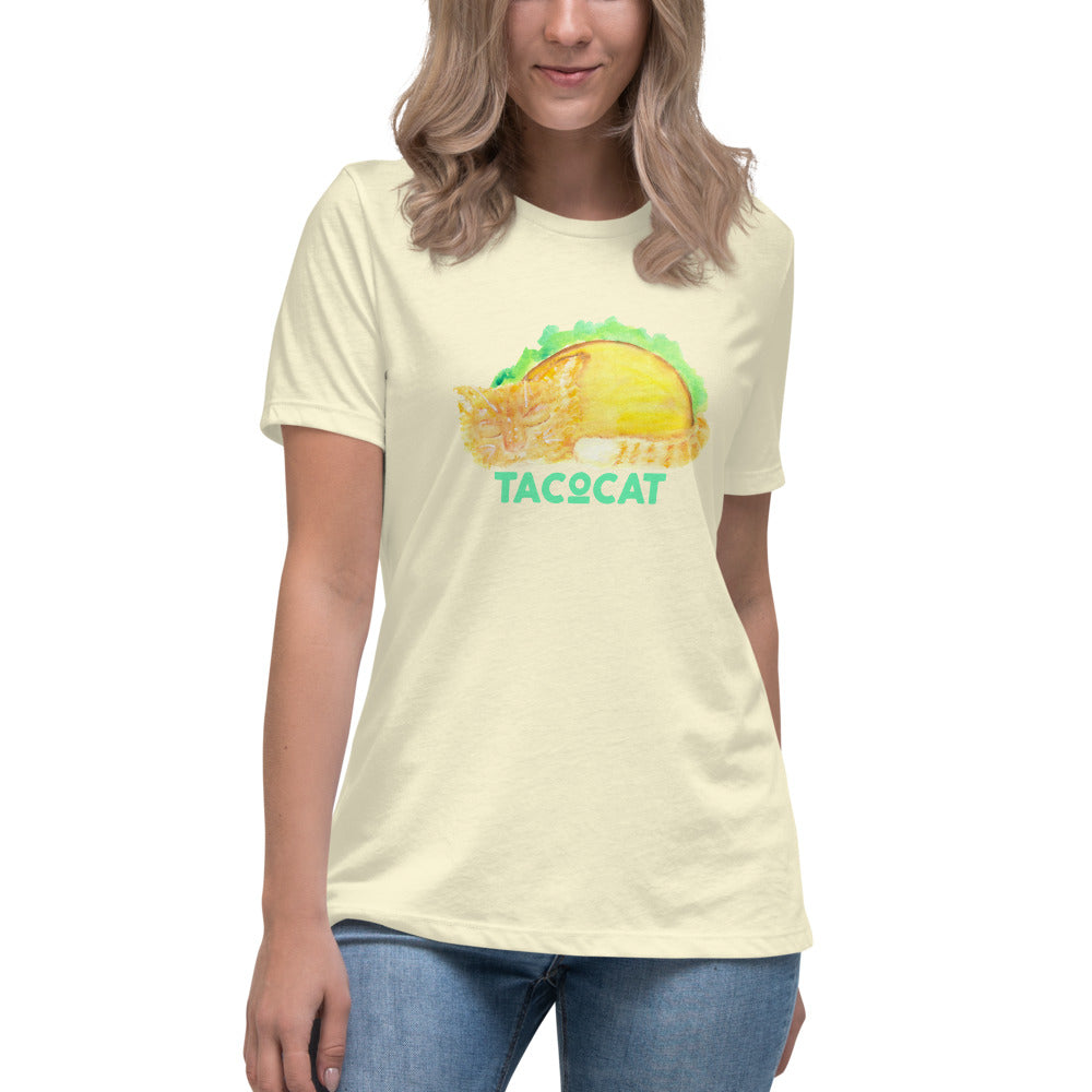 Women's Watercolor TacoCat Relaxed T-Shirt