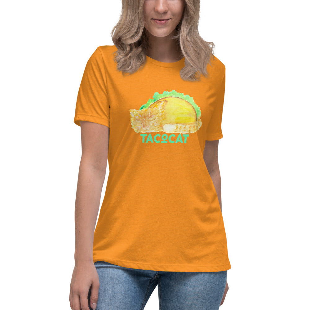 Women's Watercolor TacoCat Relaxed T-Shirt