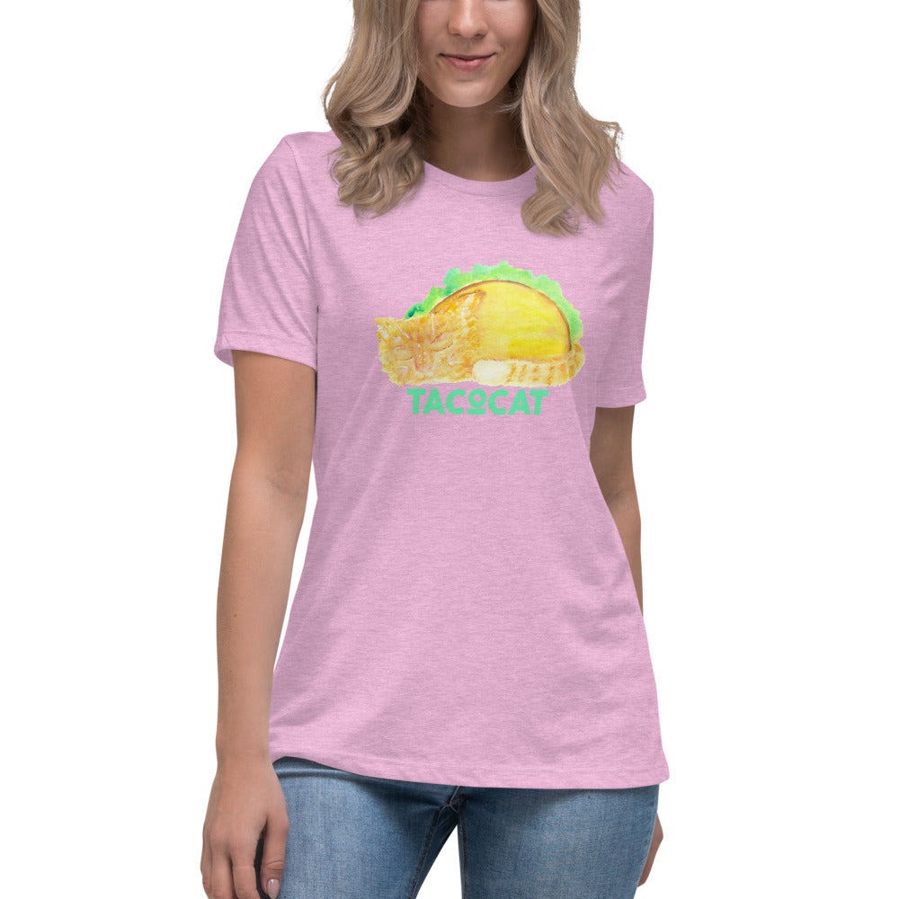 Women's Watercolor TacoCat Relaxed T-Shirt