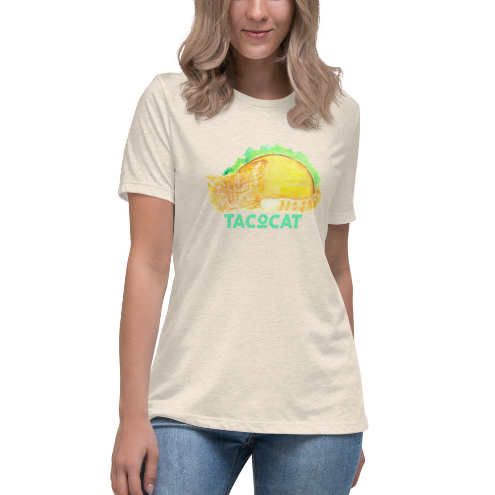 Women's Watercolor TacoCat Relaxed T-Shirt