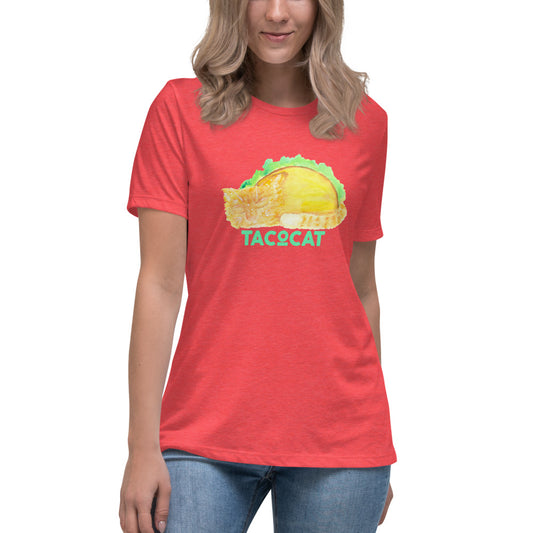 Women's Watercolor TacoCat Relaxed T-Shirt