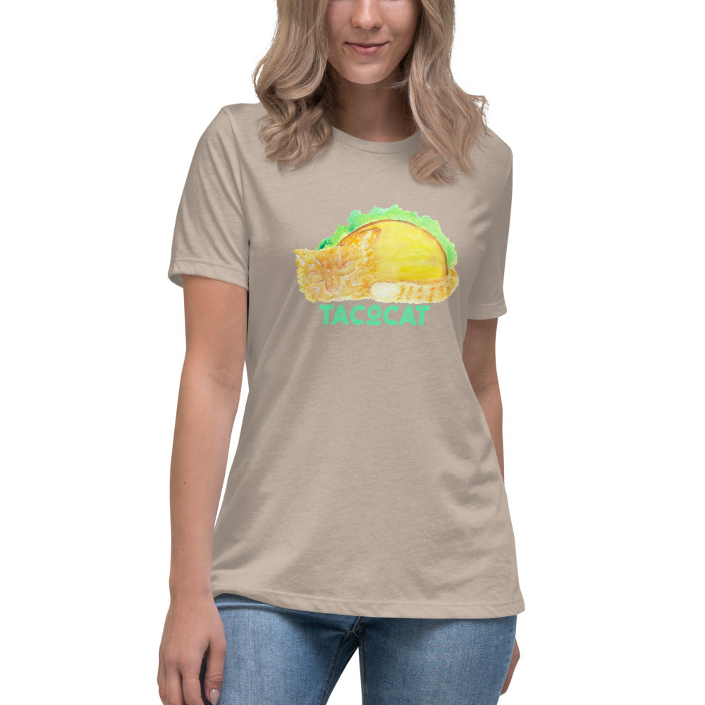 Women's Watercolor TacoCat Relaxed T-Shirt