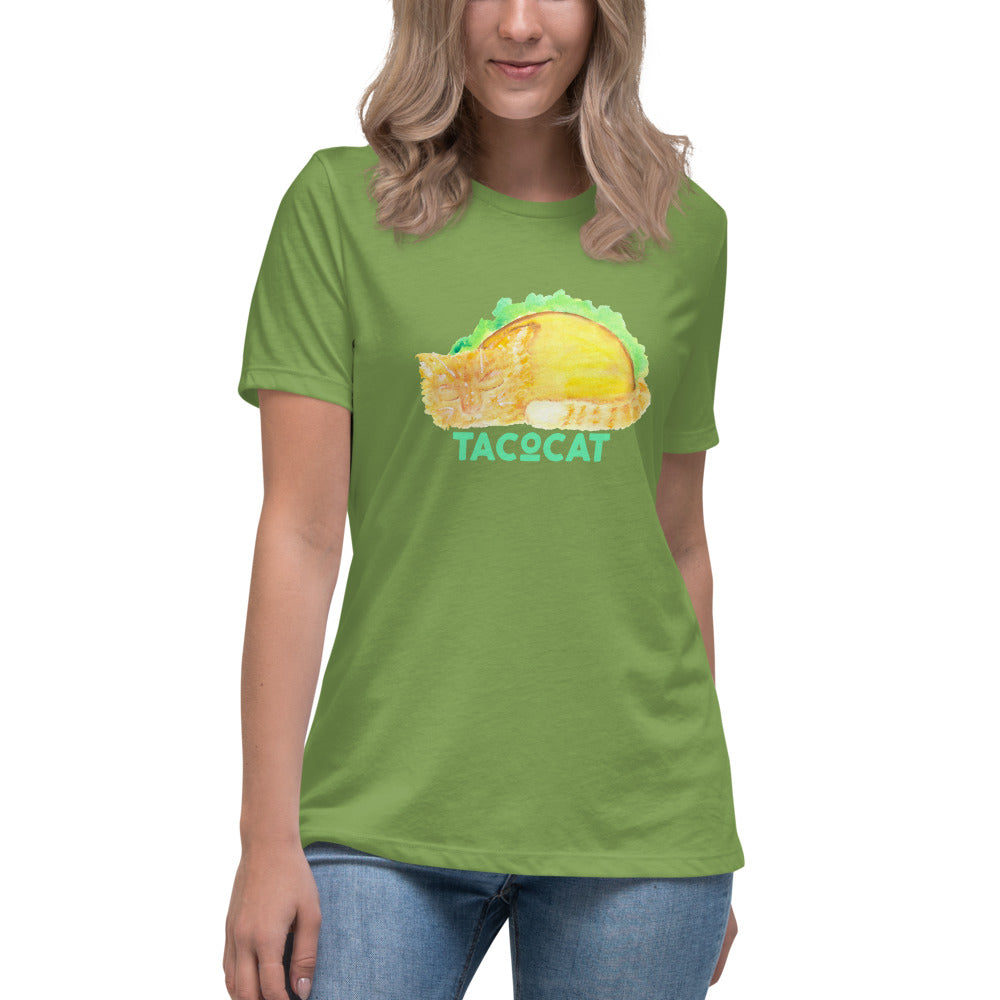 Women's Watercolor TacoCat Relaxed T-Shirt