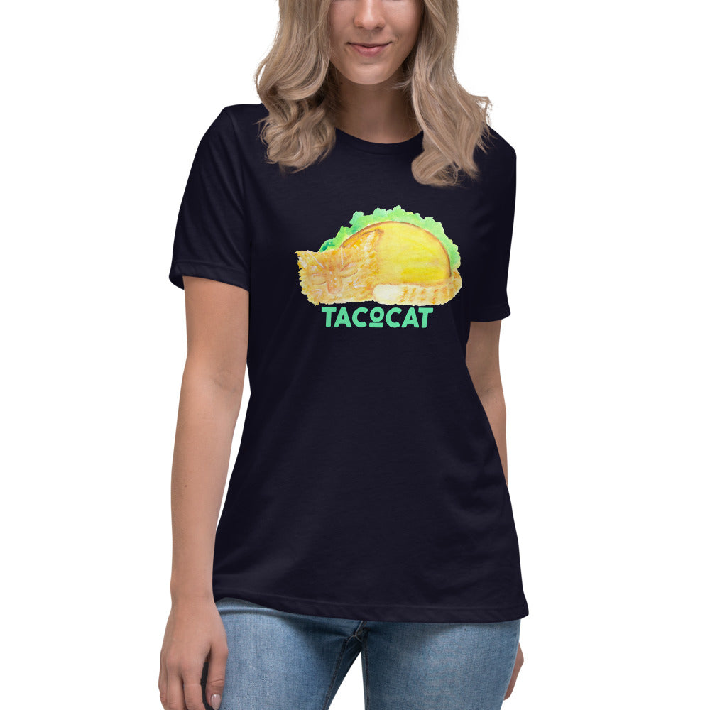 Women's Watercolor TacoCat Relaxed T-Shirt