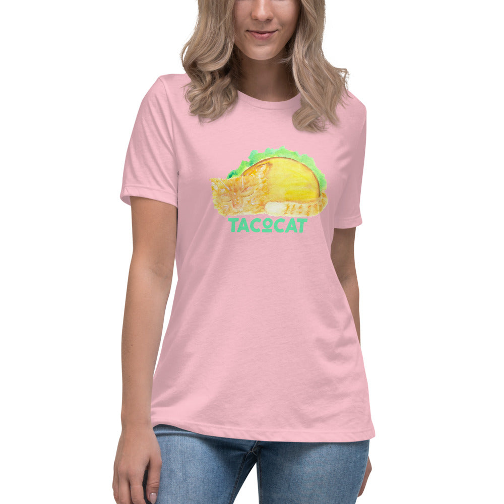 Women's Watercolor TacoCat Relaxed T-Shirt