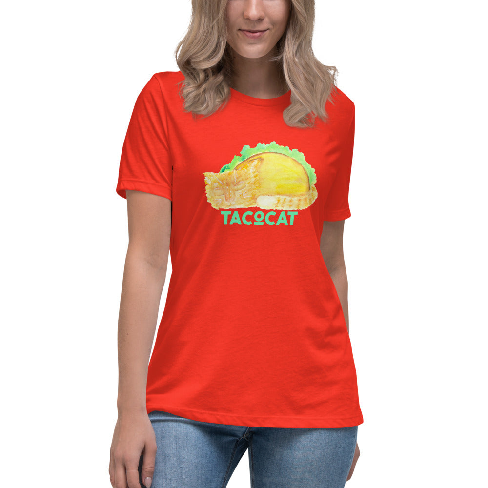 Women's Watercolor TacoCat Relaxed T-Shirt