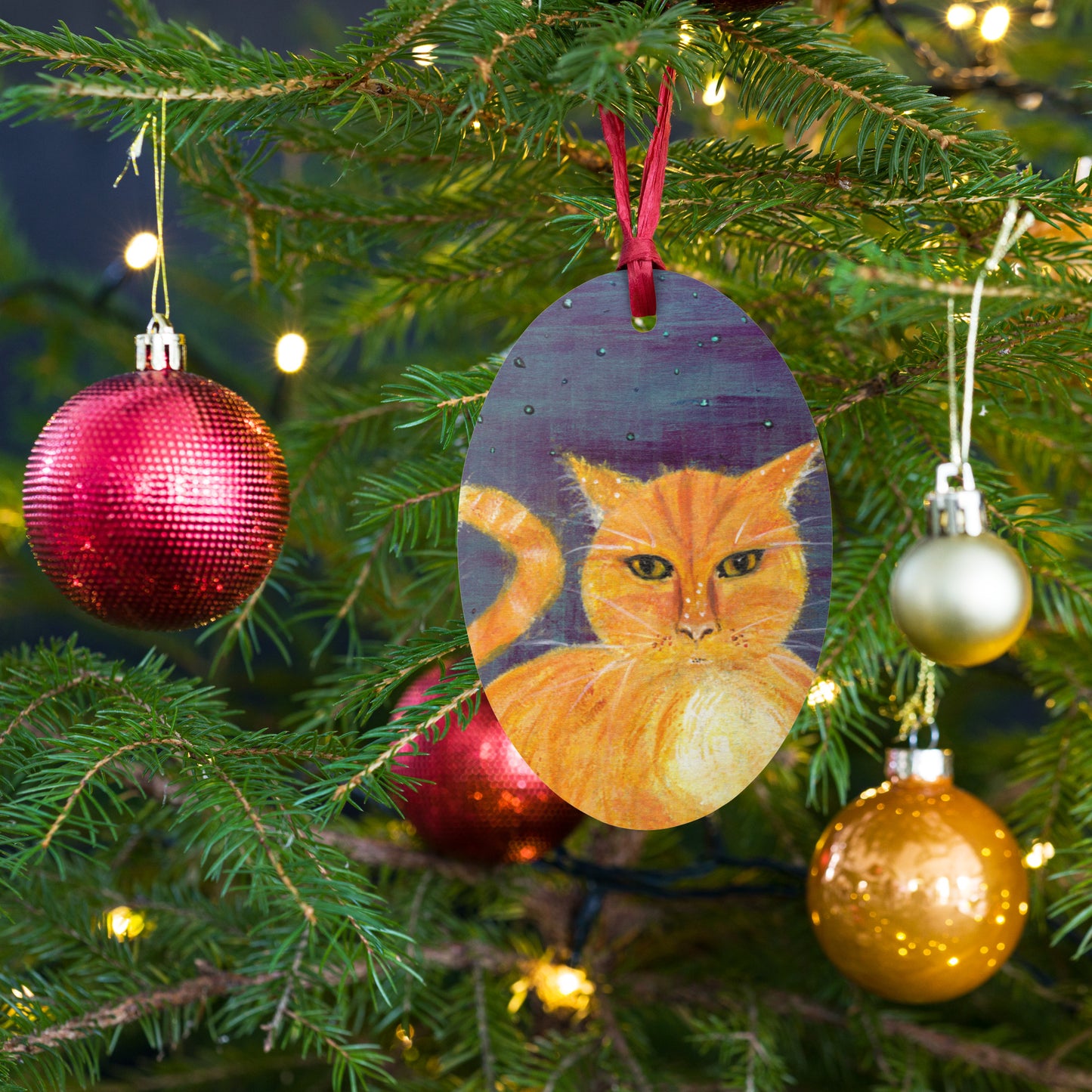 Starry Night Cat Wooden ornaments