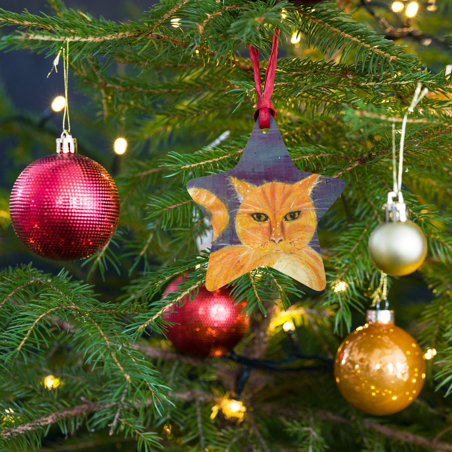 Starry Night Cat Wooden ornaments