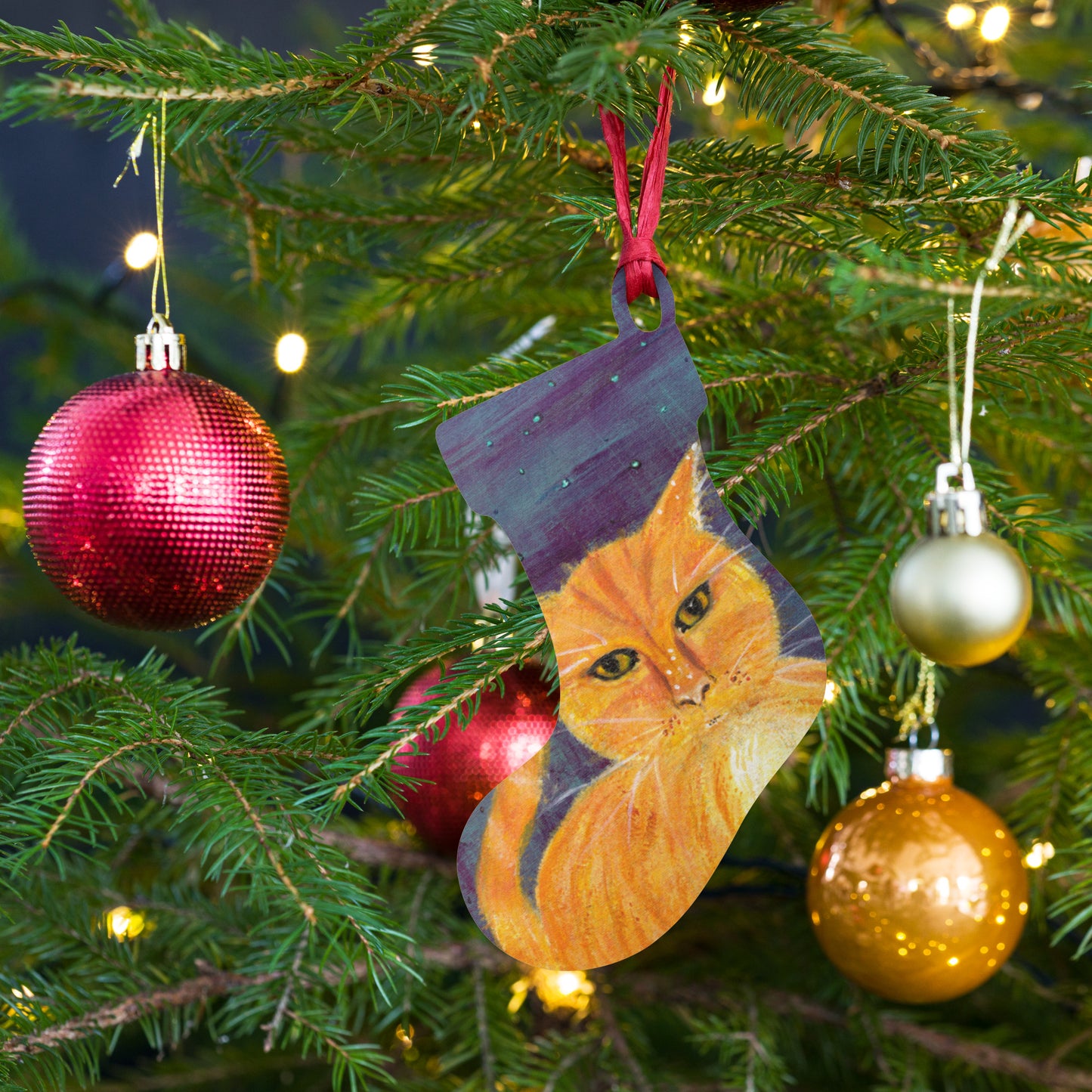 Starry Night Cat Wooden ornaments